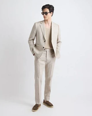 Tailored-Fit Greige Linen Suit Pant
