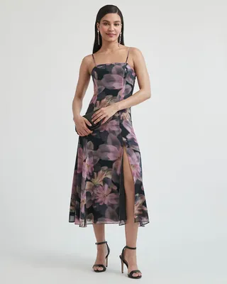 Floral A-Line Dress with Adjustable Straps