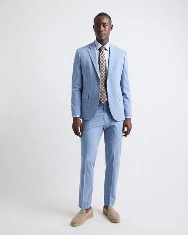 Pantalon de Complet Bleu Ciel à Carreaux Coupe Étroite