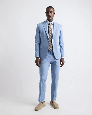 Pantalon de Complet Bleu Ciel à Carreaux Coupe Étroite