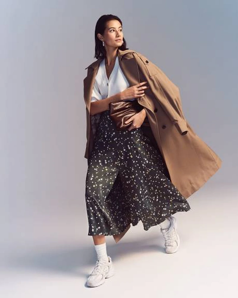 Satin High-Rise Flare Maxi Skirt