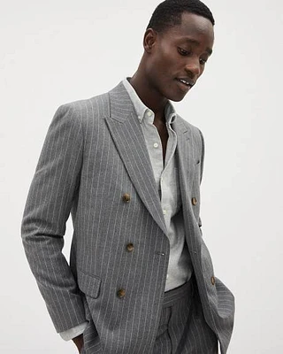 Tailored-Fit Double-Breasted Striped Suit Blazer