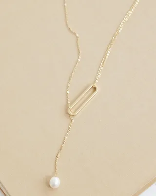 Long Necklace with Pearl Pendant