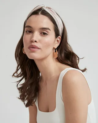 RW&Co Striped Linen-Feel Elastic Headband women