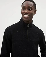 Brushed Waffle Half-Zip Mock-Neck Sweater