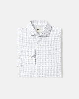 Chemise Habillée à Coupe Étroite Micro Motif de Carrés