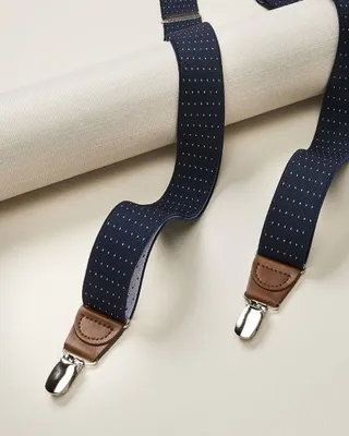 RW&CO. - Dotted navy Elastic Suspenders - Navy - 1SIZE