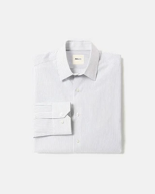 White Tailored-Fit Dress Shirt with Blue Stripes