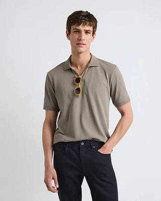 Solid CoolMax (R) Short-Sleeve Polo with Johnny Collar