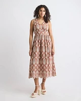 Sleeveless V-Neck Maxi Dress with Eyelets