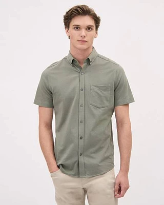 Short-Sleeve Piqué Cotton Shirt