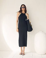 Sleeveless Ribbed Maxi Dress with Crochet Details