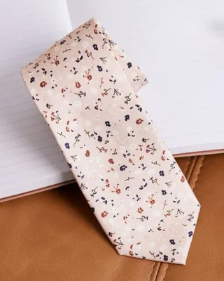 RW&CO. - Pink Regular Tie with Floral Pattern - Light Pink - 1SIZE