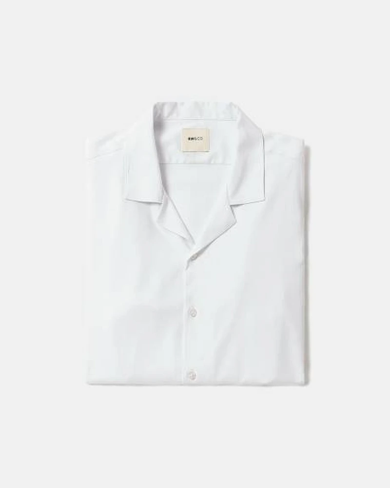 Chemise Habillée Blanche Style Tricot à Coupe Étroite Manches Courtes