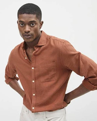 Regular-Fit Long-Sleeve Linen-Blend Shirt