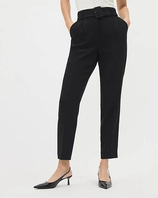 Tapered-Leg High-Rise Ankle Pant with Belt