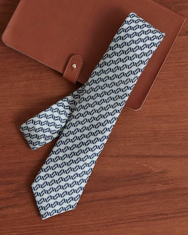 RW&CO Regular Navy Tie with Brown Flowers