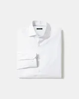Tailored-Fit White Dress Shirt with Discrete Pattern