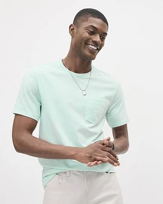 Solid Short-Sleeve Crew-Neck Tee with Chest Pocket