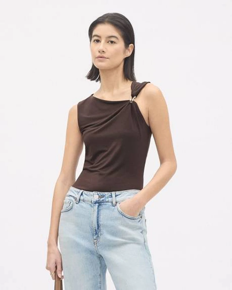 Sleeveless Top with Asymmetrical Neckline