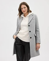 Classic Three-Button Closure Wool Coat