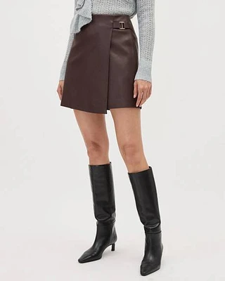 Faux Leather Mini Wrap Skirt