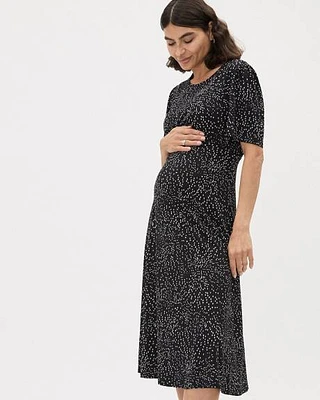 Short-Sleeve Crew-Neck Midi Dress