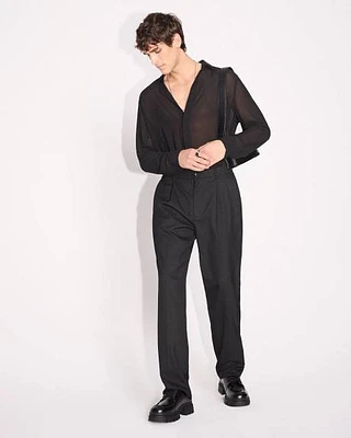 Pleated Straight-Leg Pant with Elastic Waistband