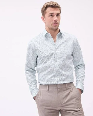 Light Blue Tailored-Fit Dress Shirt with Floral Pattern