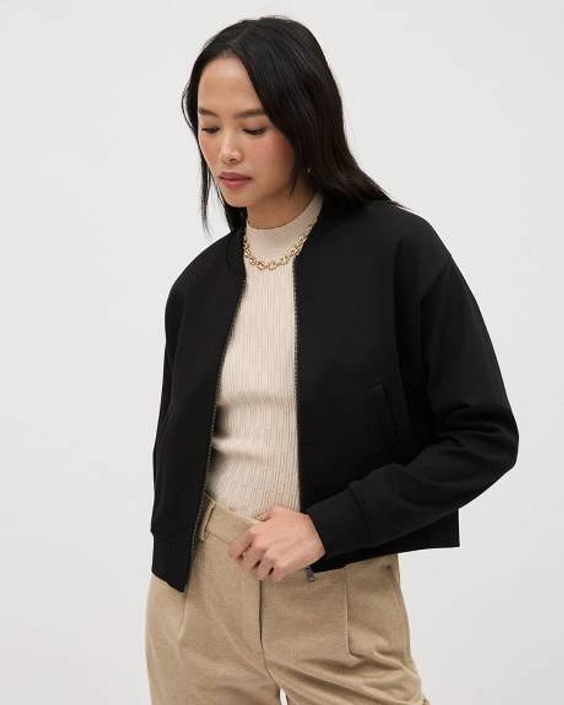 Zipped Black Bomber Jacket