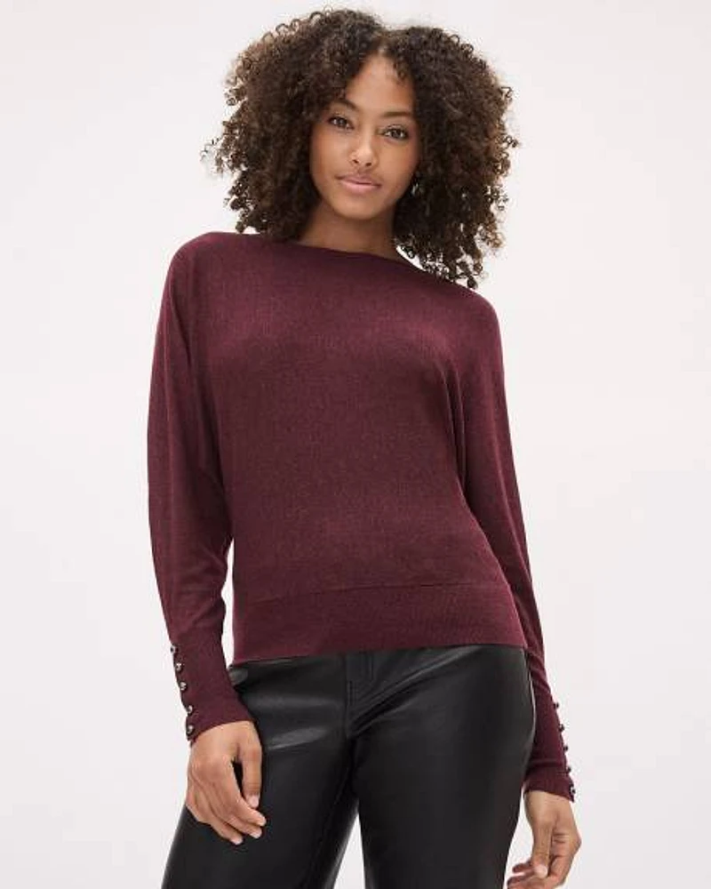 Long-Sleeve Boat-Neck Fine-Jersey Sweater