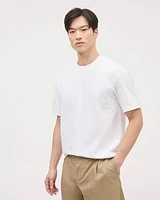 White Short-Sleeve Crew-Neck Textured Tee