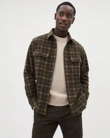 Long-Sleeve Plaid Brown Overshirt