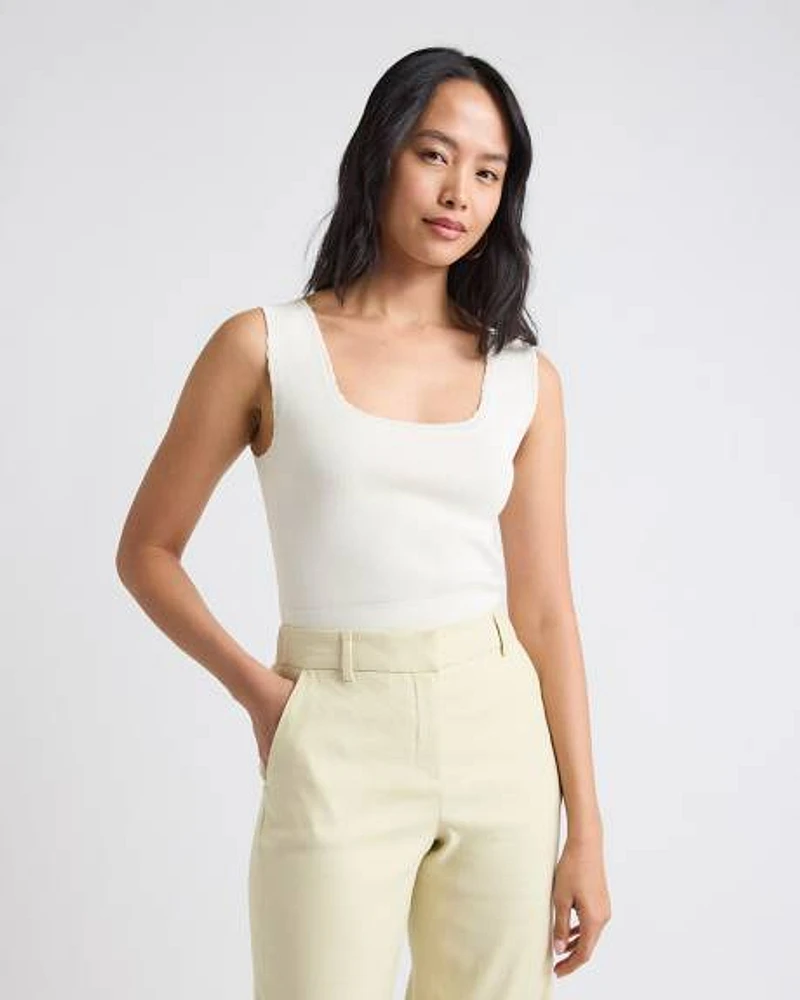 Camisole Texturée Ajustée à Encolure Carrée