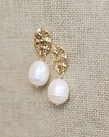 Golden Earrings with Pearl Pendants