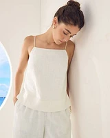 Square-Neck Linen-Blend Cami