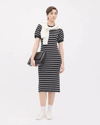 Short-Sleeve Crew-Neck Midi Dress