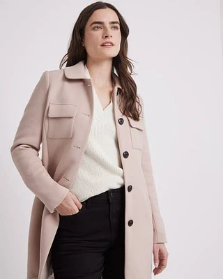 Classic Twill Coat with Flap Pockets at Chest