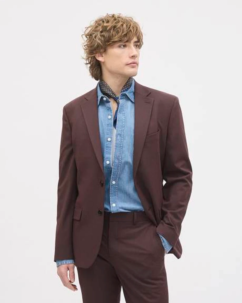 Slim-Fit Deep Berry Suit Blazer