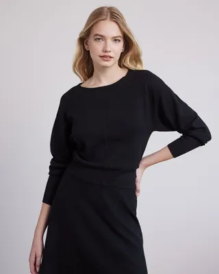 RW&CO. - Crop Sweater with Long Dolman Sleeves Black