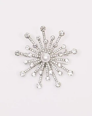 Snowflake Brooch with Pearl