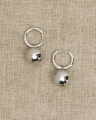 2-in-1 Small Hoops with Ball Pendants