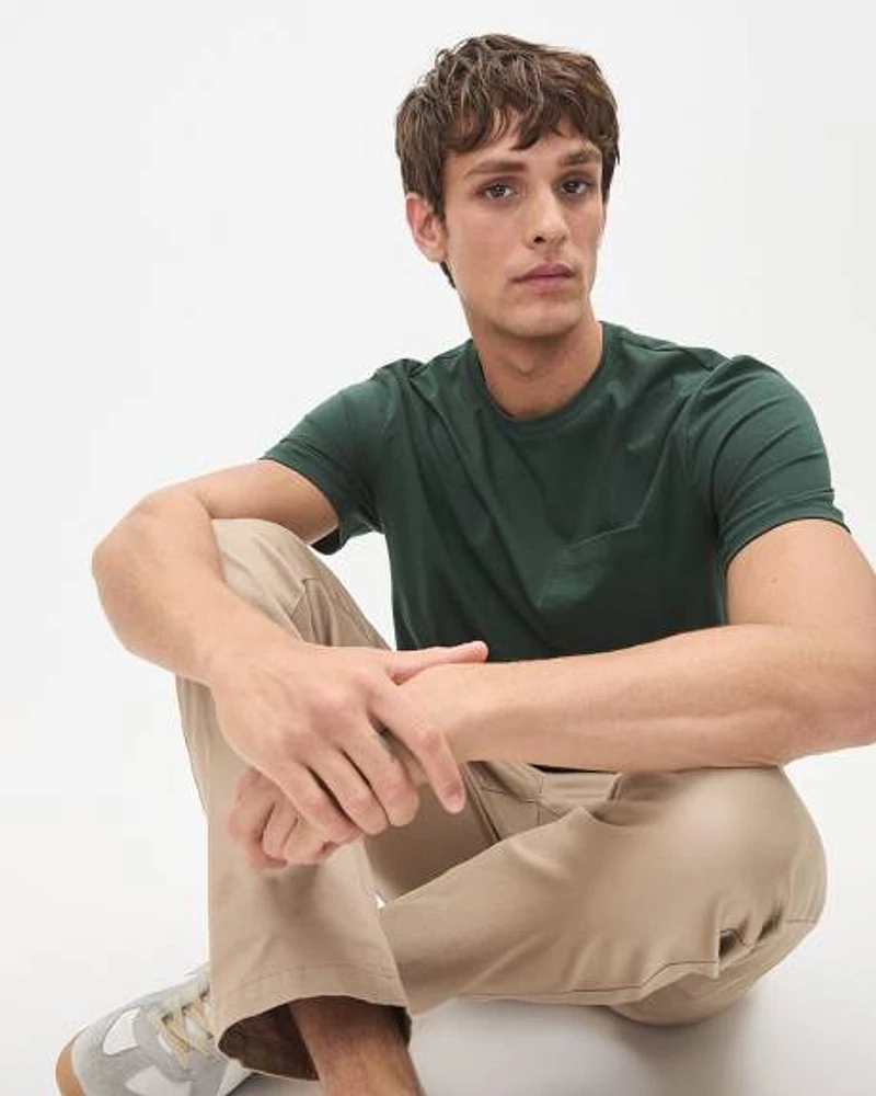 Solid Short-Sleeve Crew-Neck Tee with Chest Pocket