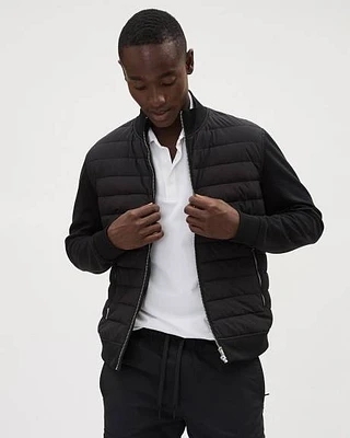 Mix-Media Mock-Neck Quilted Jacket