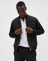 Mix-Media Mock-Neck Quilted Jacket