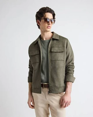 Faux Suede Jacket with Shirt Collar