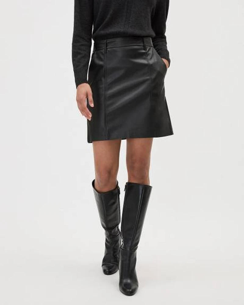 Faux Leather Black A-Line Mini Skirt