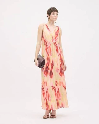 Sleeveless Pleated Chiffon Maxi Dress