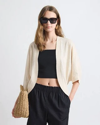 Elbow-Sleeve Linen-Blend Bolero
