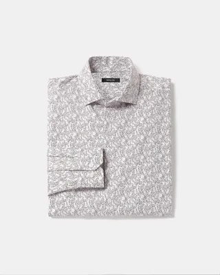 Tailored-Fit Dress Shirt with Micro Foliage Print